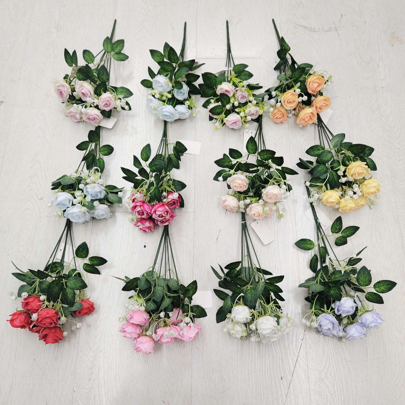 6 cabezas pequeñas rosas oficina simulación de cultura rosas de jardín antorcha grande guía de noche juego de flores simulación accesorios para el cabello DIY crochet simulación flor de rosa