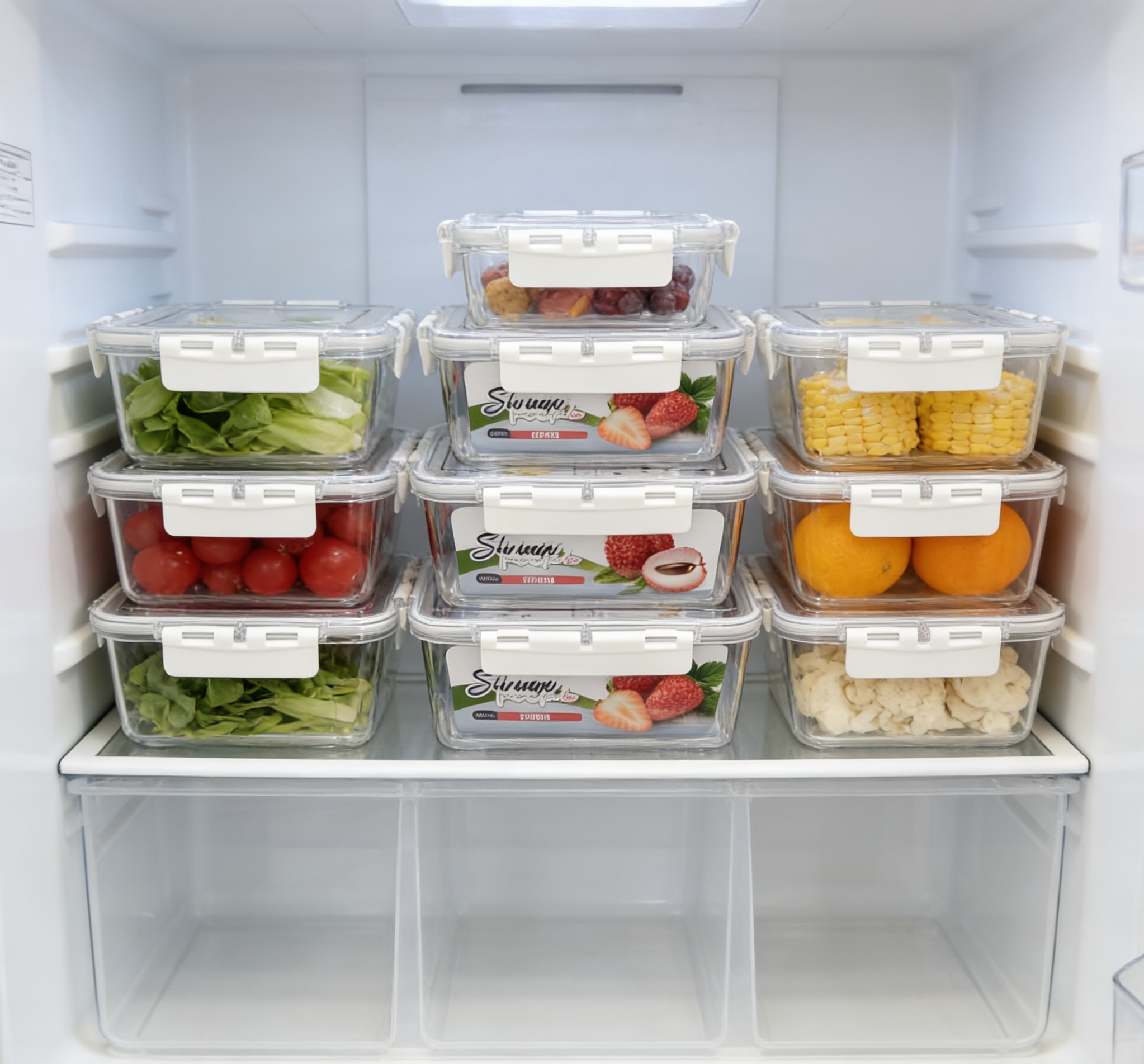 Wholesale food-grade square food storage boxes without compartments, fruit storage boxes, and special sealed storage boxes for refrigerators Specification image