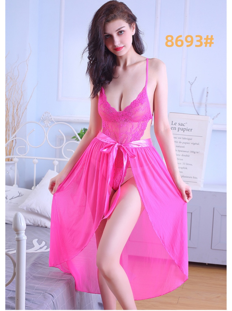 Sexy halter low-cut lingerie, backless lace mesh set, charming ball costume, V-neck lace cutout lingerie details Picture