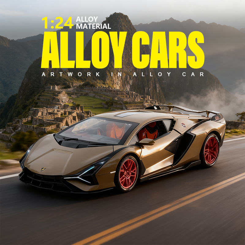 1:24仿真兰博小牛闪电SIAN带声光开门合金跑车模型礼物