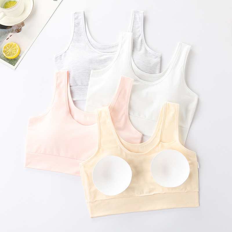 Girls' beautiful back bras for export to Southeast Asia. Anti-exposure underwear for the growth period, no steel ring vests, modal cotton girls' sports bras with breast pads Specification drawing