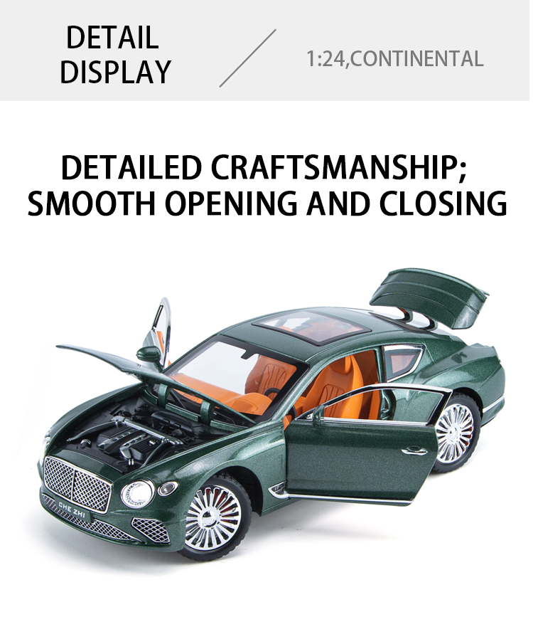1:24宾利欧陆仿真合金汽车模型声光回力车男孩玩具汽车精品摆件详情3