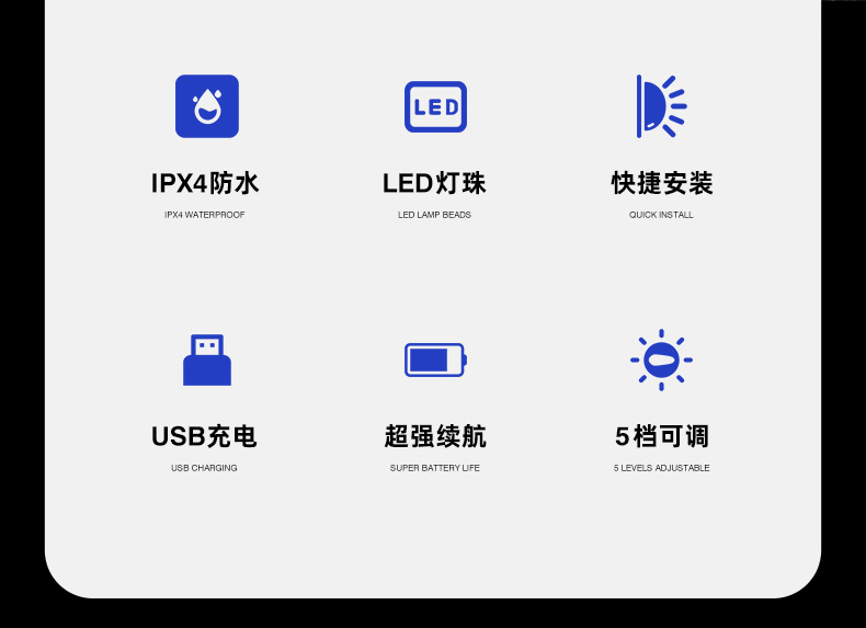 LY-0820 USB заряжает солнечные шлемы, огни самолётов, задние фары велосипедов, горные задние фары велосипедов, сигнализация безопасности pic 2