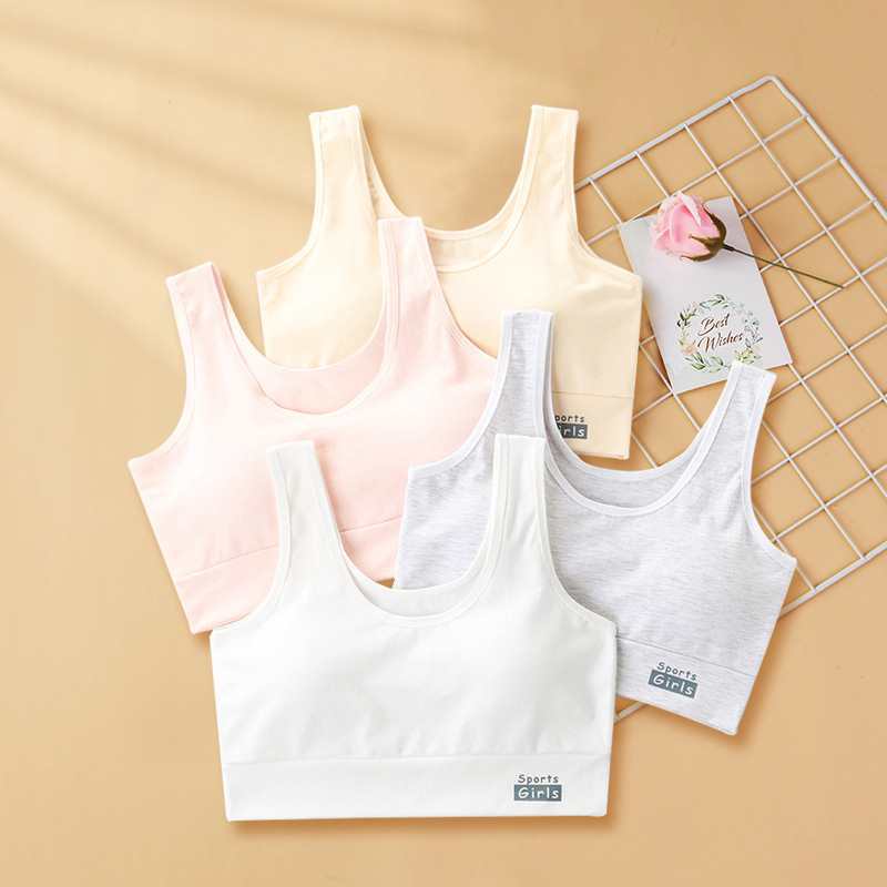 Girls' beautiful back bras for export to Southeast Asia. Anti-exposure underwear for the growth period, no steel ring vests, modal cotton girls' sports bras with breast pads details Picture