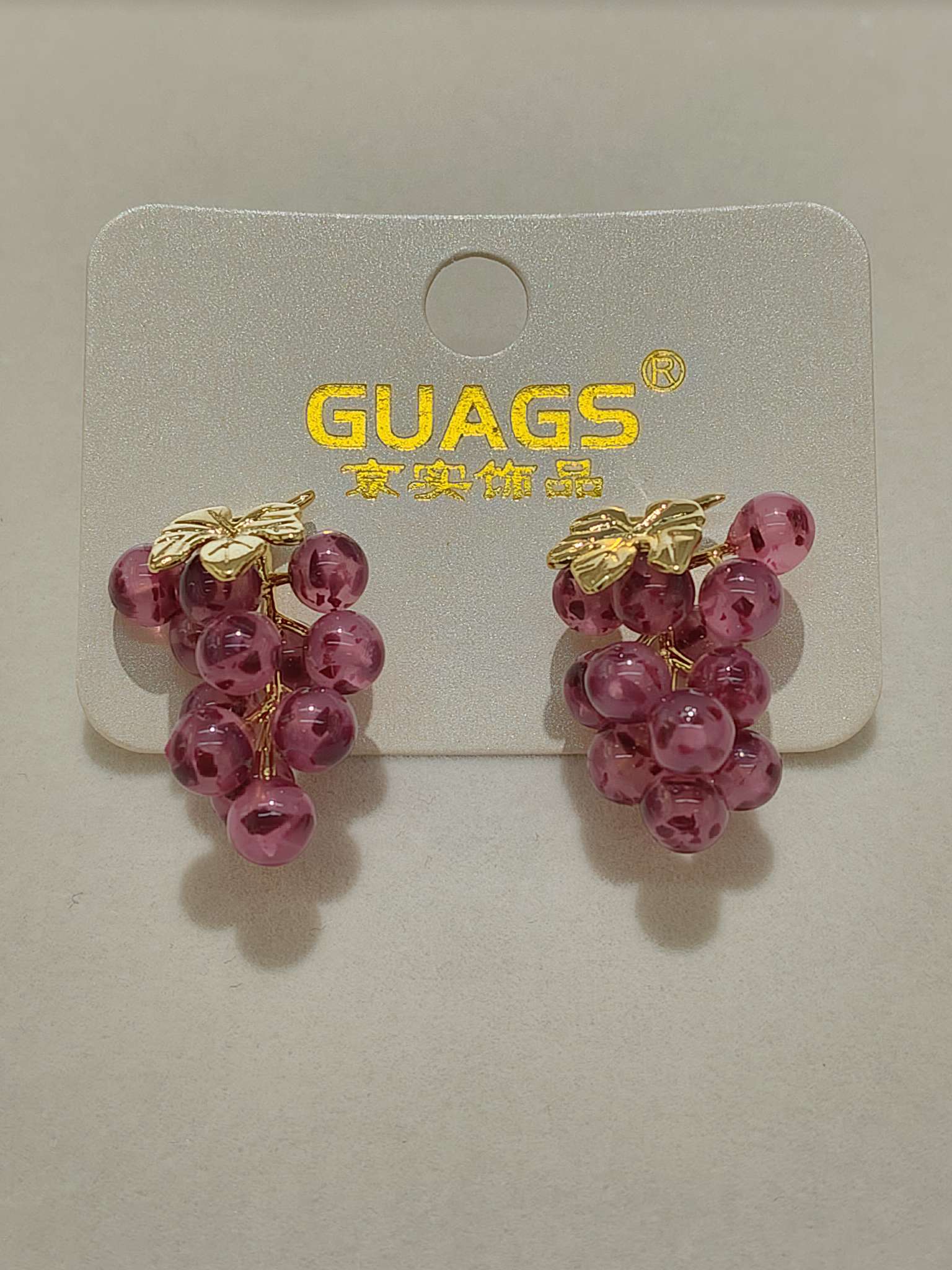 Purple oil-dripping flower heart-shaped earrings, 42# silver needle details Picture