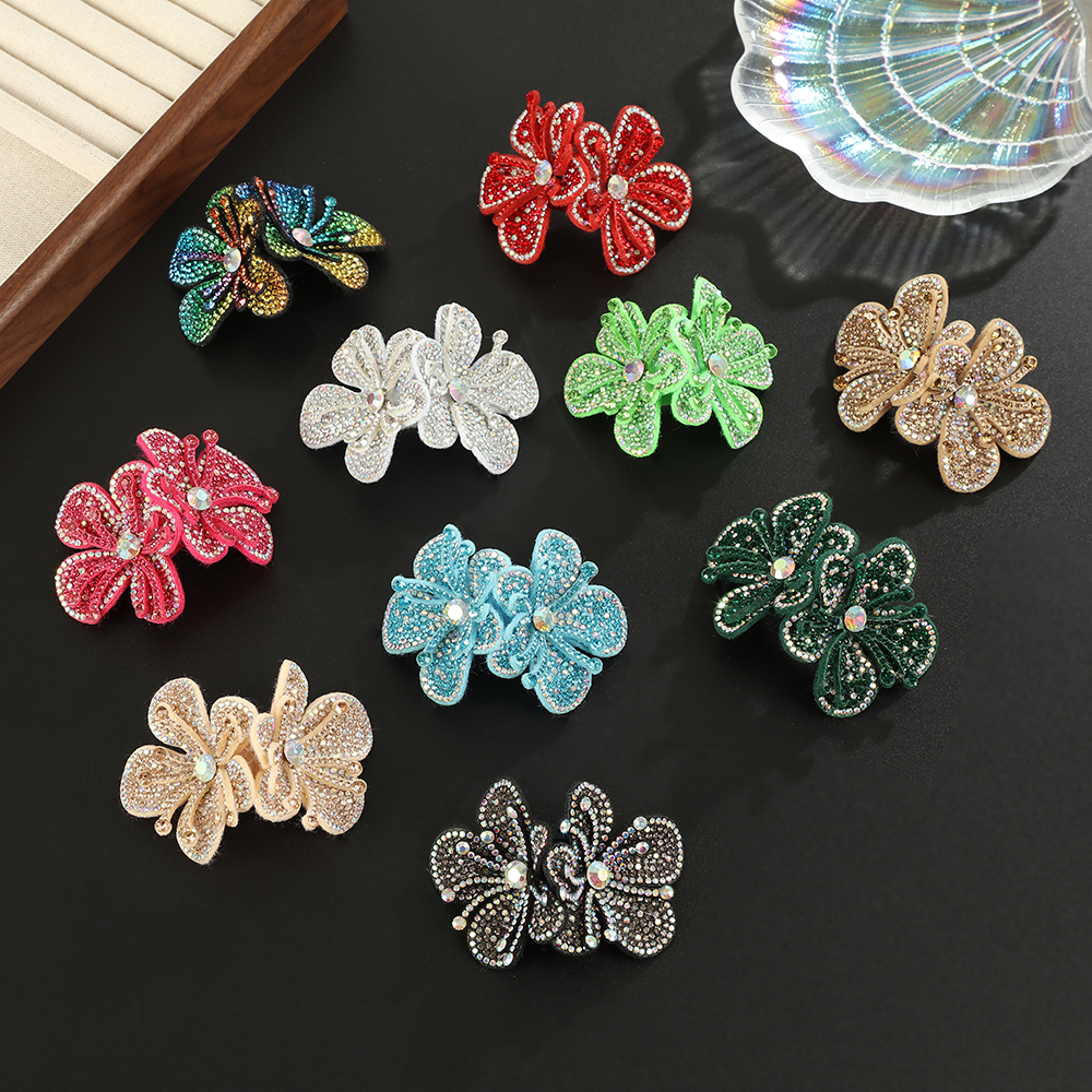 ins韩系时尚水钻烫钻五瓣花边夹头饰鞋花胸针辅料手工DIY服饰配件