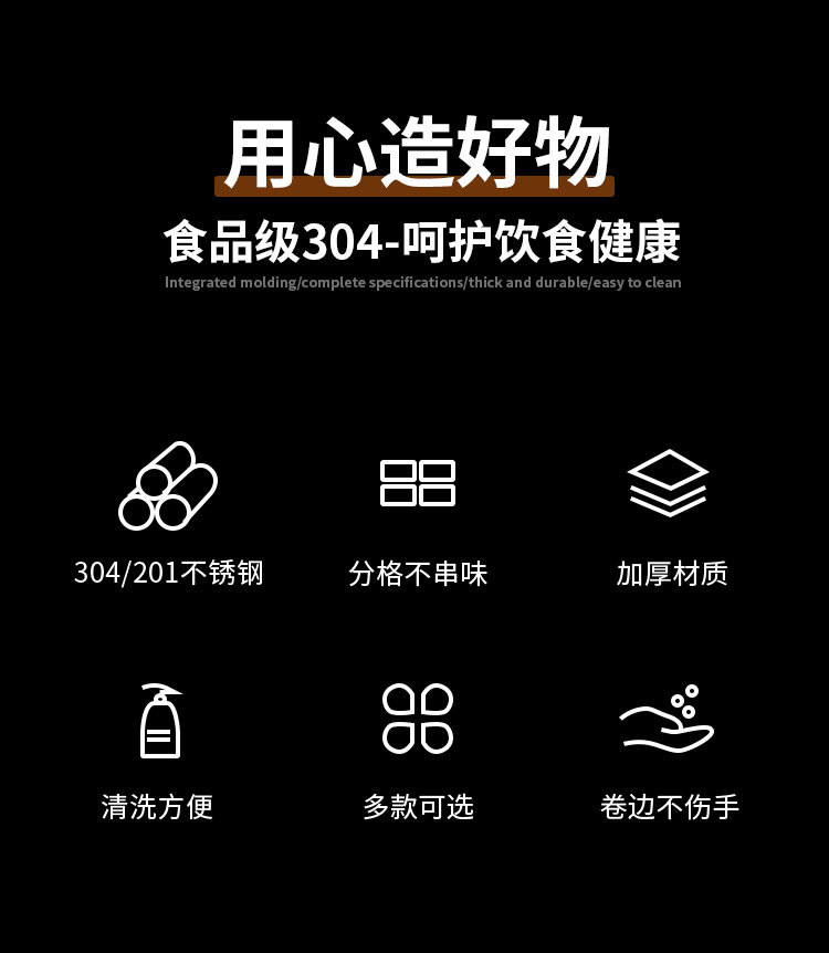 304不锈钢快餐盘分格学生工厂食堂餐盘成人分隔餐盘商用打饭餐盒详情2