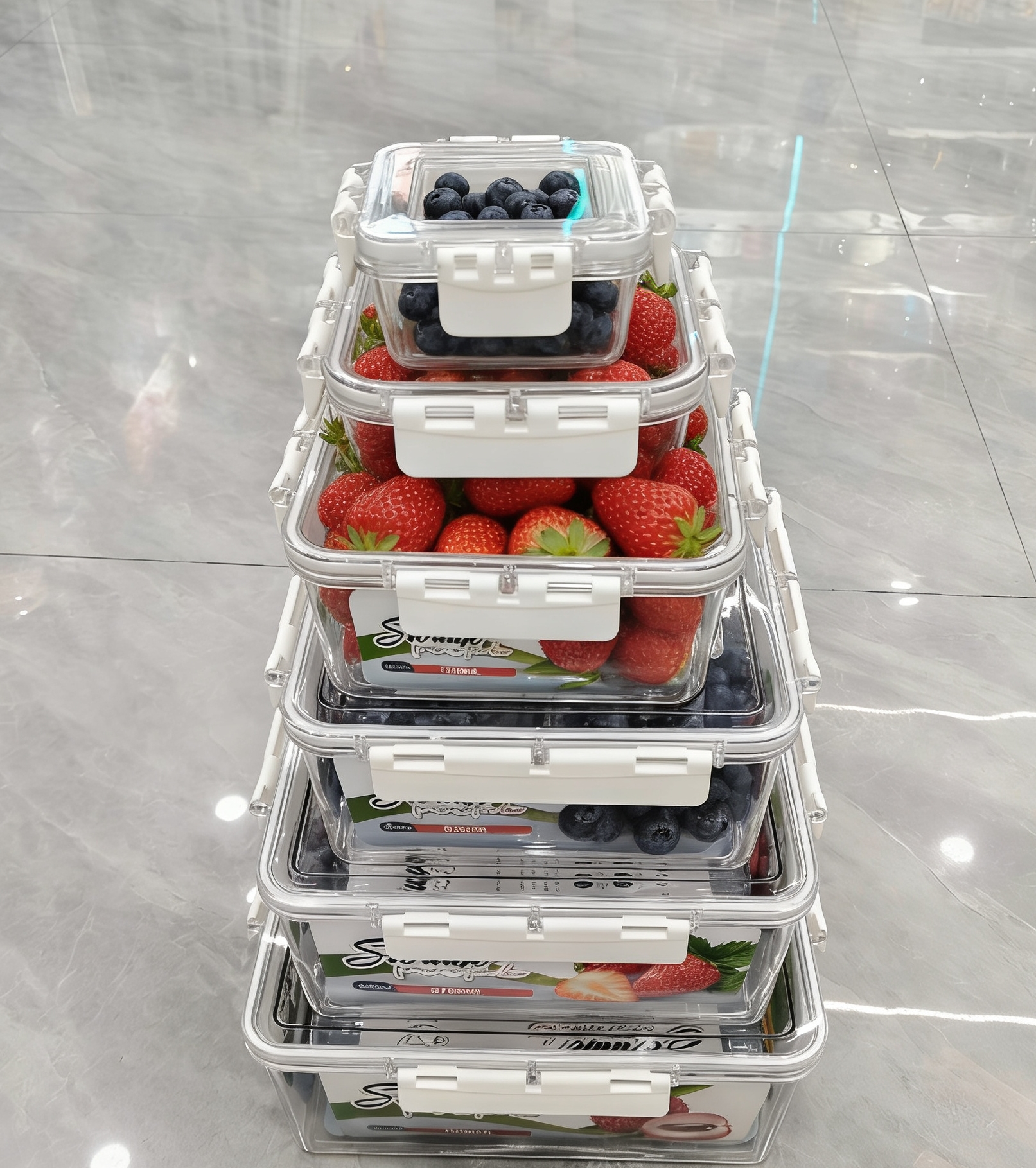 Wholesale food-grade square food storage boxes without compartments, fruit storage boxes, and special sealed storage boxes for refrigerators details Picture