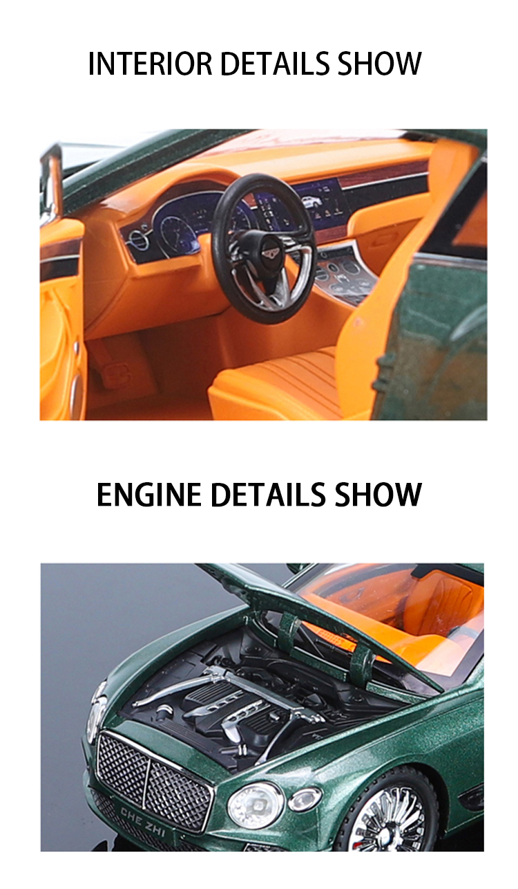 1:24宾利欧陆仿真合金汽车模型声光回力车男孩玩具汽车精品摆件详情4