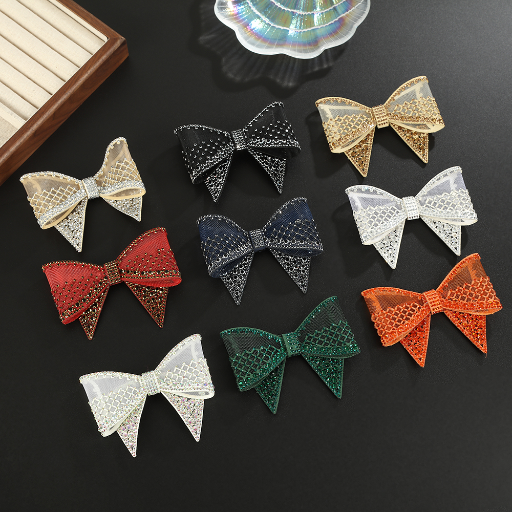 轻奢ins风网纱镶钻蝴蝶结装饰发饰鞋包DIY装饰蝴蝶结服装辅料配件
