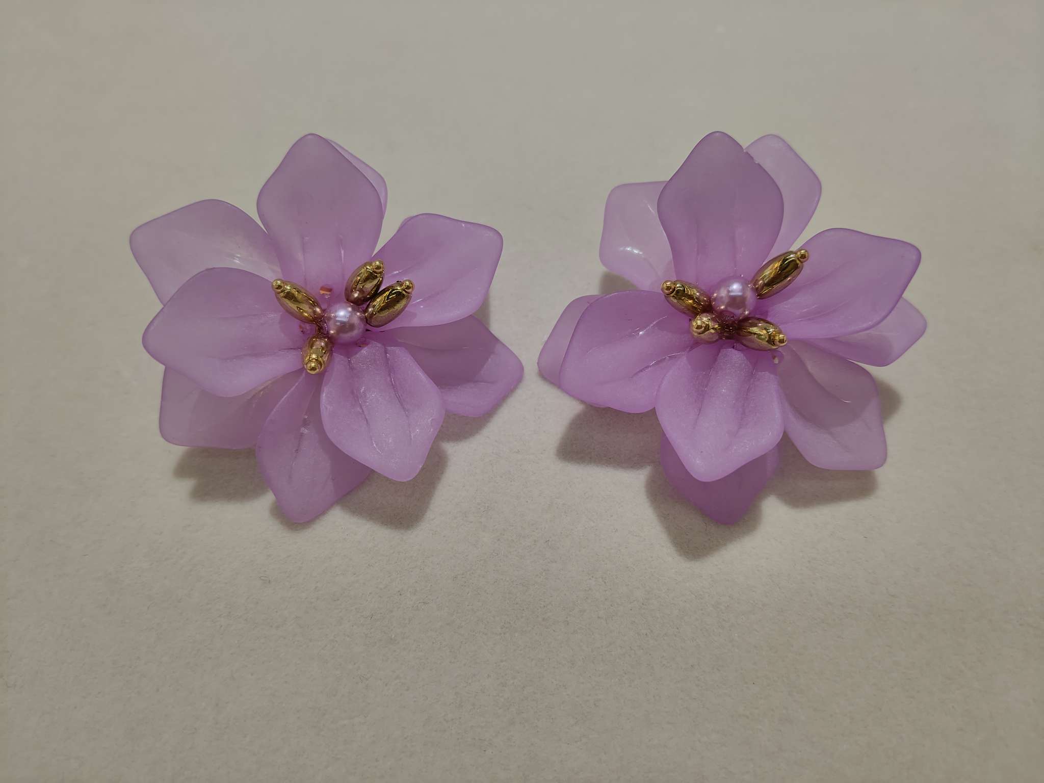 Purple oil-dripping flower heart-shaped earrings, 18# silver needle
