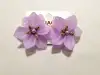 Purple oil-dripping flower heart-shaped earrings, 18# silver needle details Picture