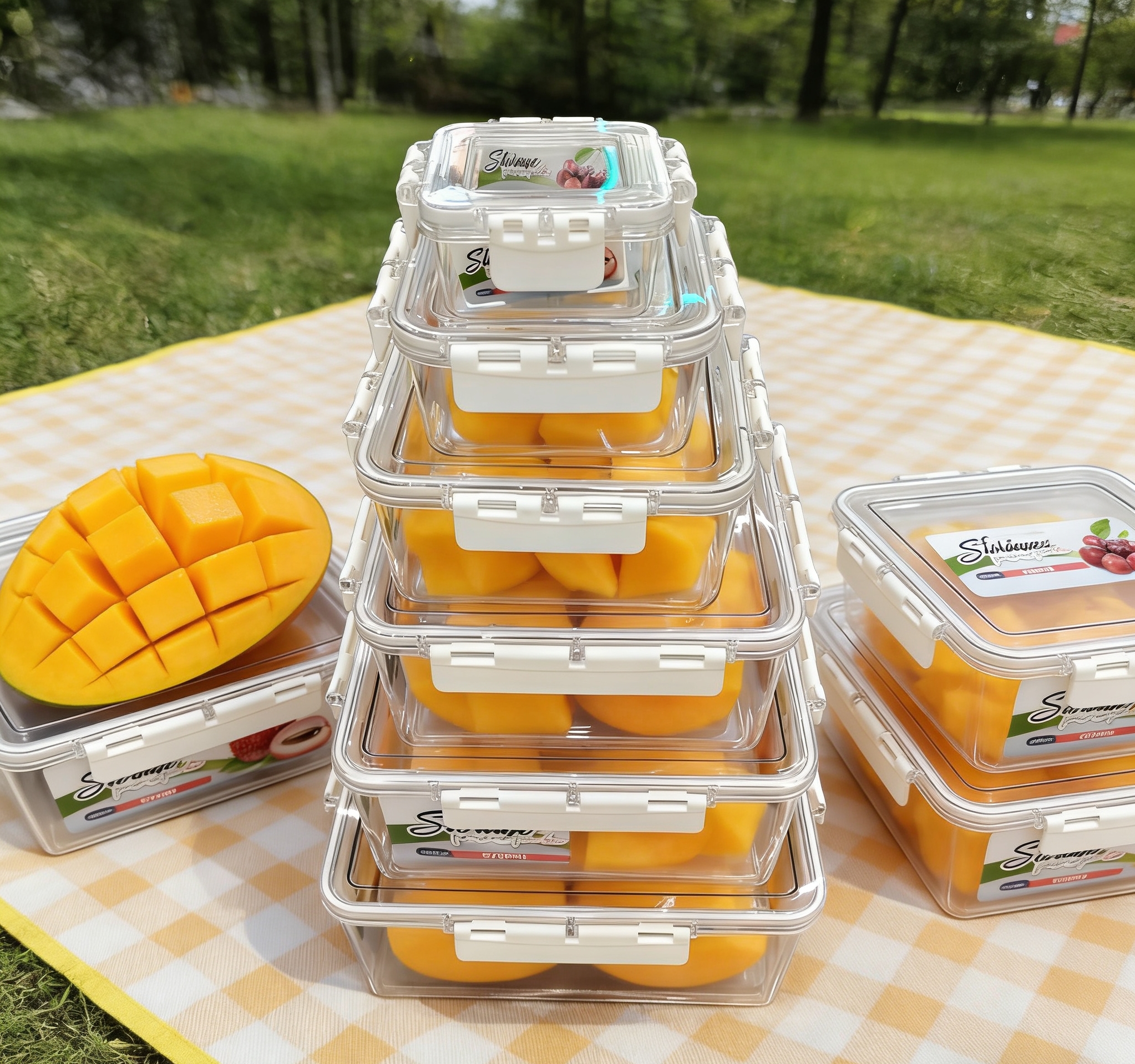 Wholesale food-grade square food storage boxes without compartments, fruit storage boxes, and special sealed storage boxes for refrigerators