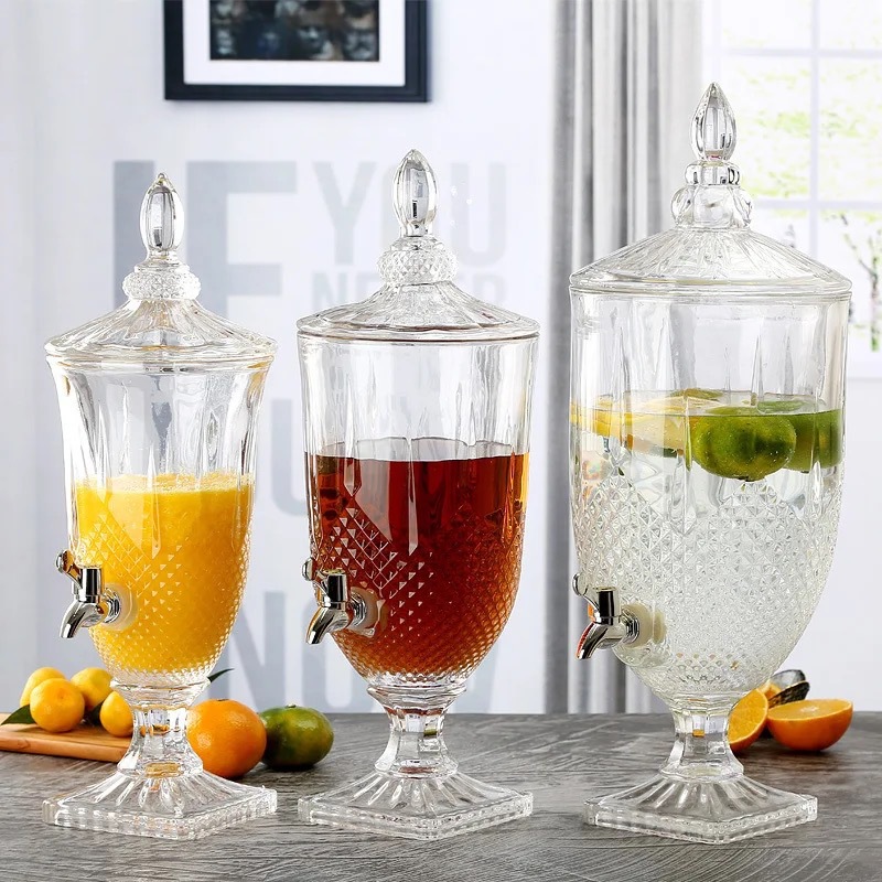 玻璃果汁缸（先联系再下单）冷水壶酒吧KTV自助果汁壶啤酒水壶欧式设计创意果汁壶玻璃瓶罐果汁罐罐子