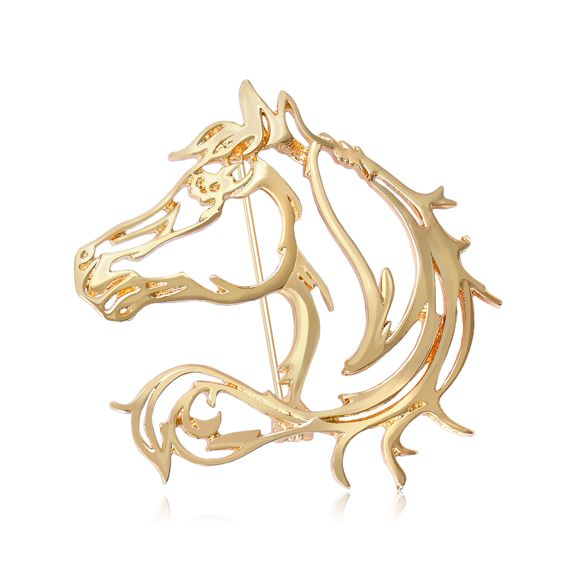 Cross-border best-selling hollowed-out simple horse brooch, dual-purpose pin, alloy smooth animal brooch, men's and women's clothing accessories Item Picture