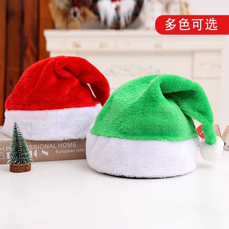 跨境热卖圣诞短毛绒帽 成人儿童圣诞帽子聚会装扮 圣诞节装饰用品 圣诞节圣诞装饰