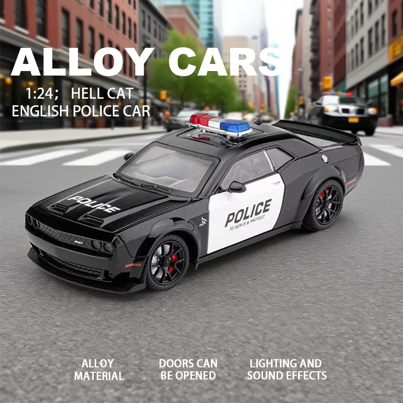 1:24地狱猫警车模型合金仿真肌肉跑车玩具男孩礼物摆件热卖款