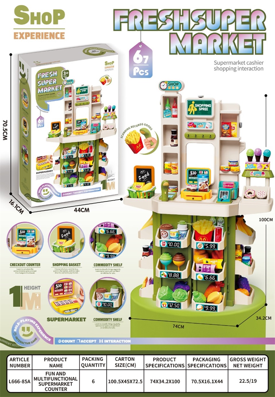 L666-85A mesa de supermercado grande multifuncional divertida Item Picture