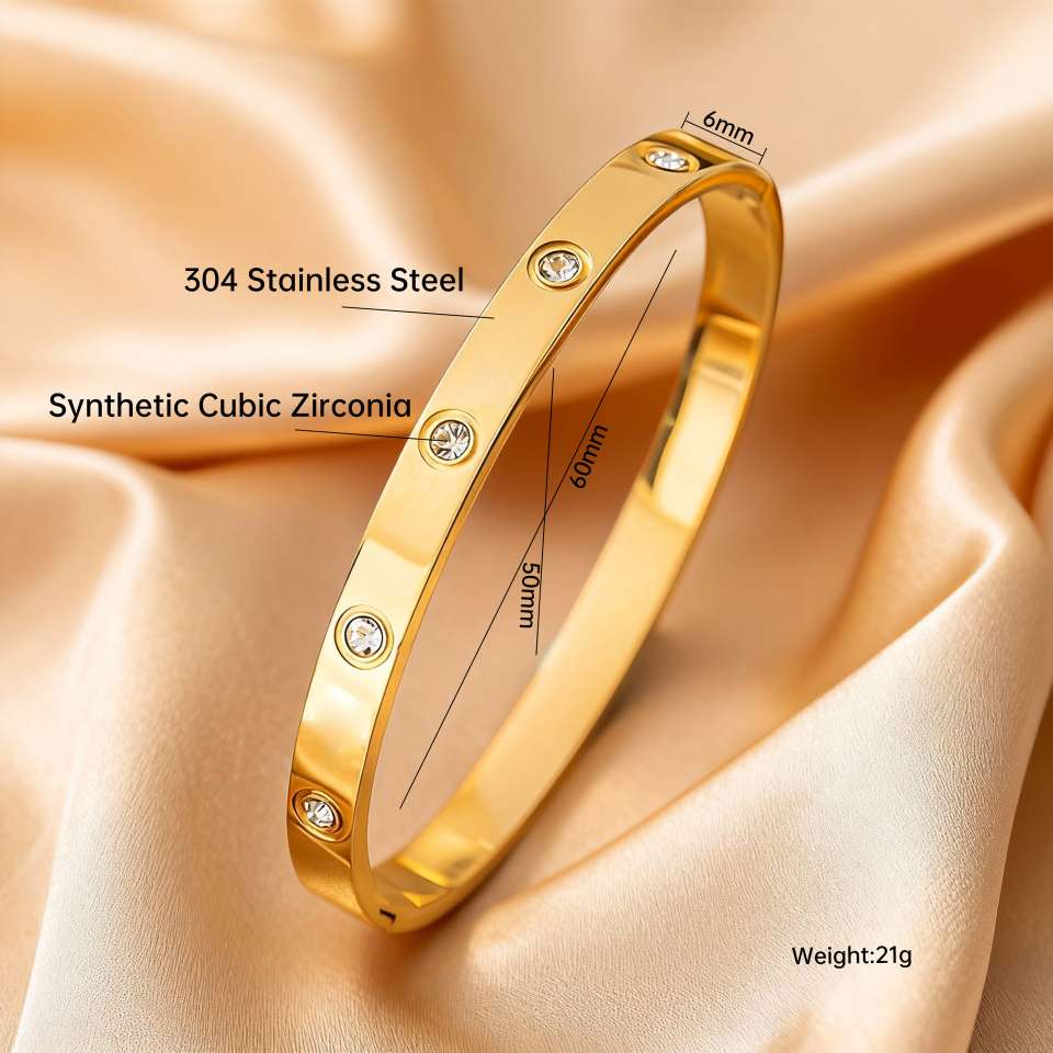 Cross-border high-end titanium steel bracelet manufacturer wholesale zircon full diamond ten diamond color retention jewelry stainless steel bracelet card bracelet with nail bracelet detail image 6