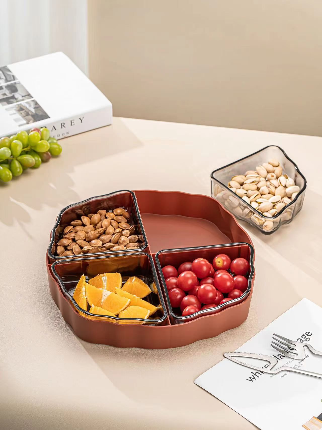 玻璃果盘/水果塑料盘/干果盘/干果盒子/水果盘发细节图