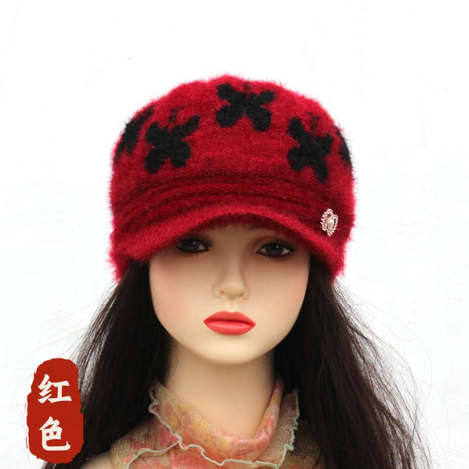 女秋冬保暖防寒加绒针织帽妈妈帽盆帽礼帽宽檐大檐帽