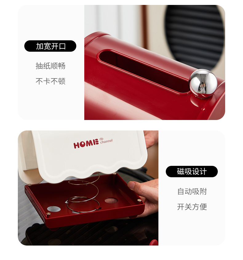 J06-7062 Tissue box, cream-style light luxury roll box, home desktop with spring tissue box detail image 9
