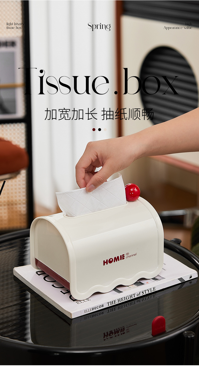J06-7062 Tissue box, cream-style light luxury roll box, home desktop with spring tissue box detail image 6