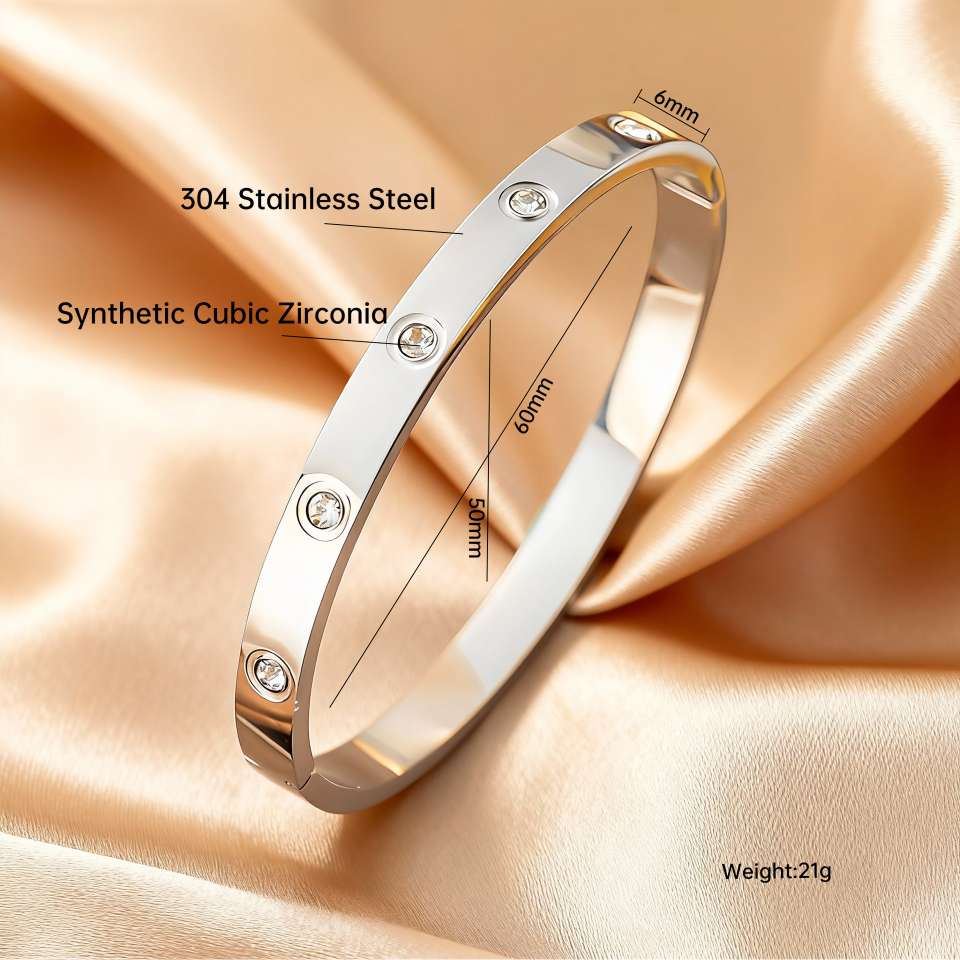 Cross-border high-end titanium steel bracelet manufacturer wholesale zircon full diamond ten diamond color retention jewelry stainless steel bracelet card bracelet with nail bracelet detail image 7