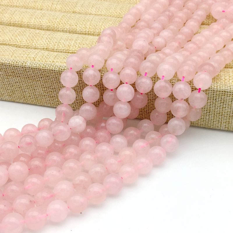 天然石散珠粉水晶圆珠半成品珠子不加色DIY厂家跨境批发 Rose Quartz