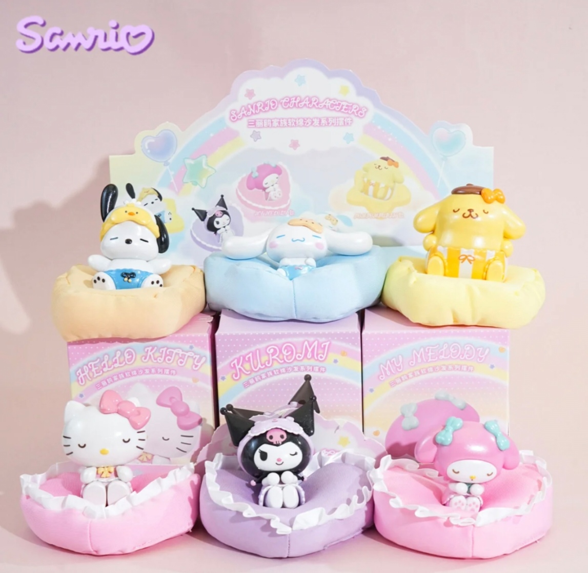 Genuine Sanrio soft sofa figurine, Kuromi Melody Cinnamon Dog desktop figurine, car ornament detail image 1