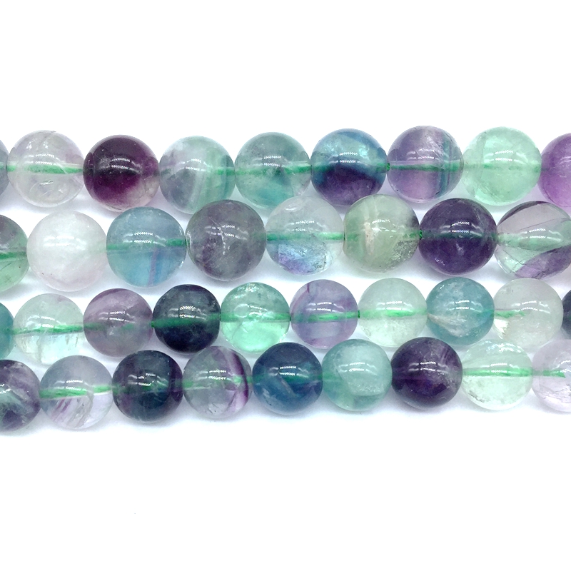 天然石散珠彩萤圆珠珠子不加色DIY厂家跨境批发Fluorite Stone