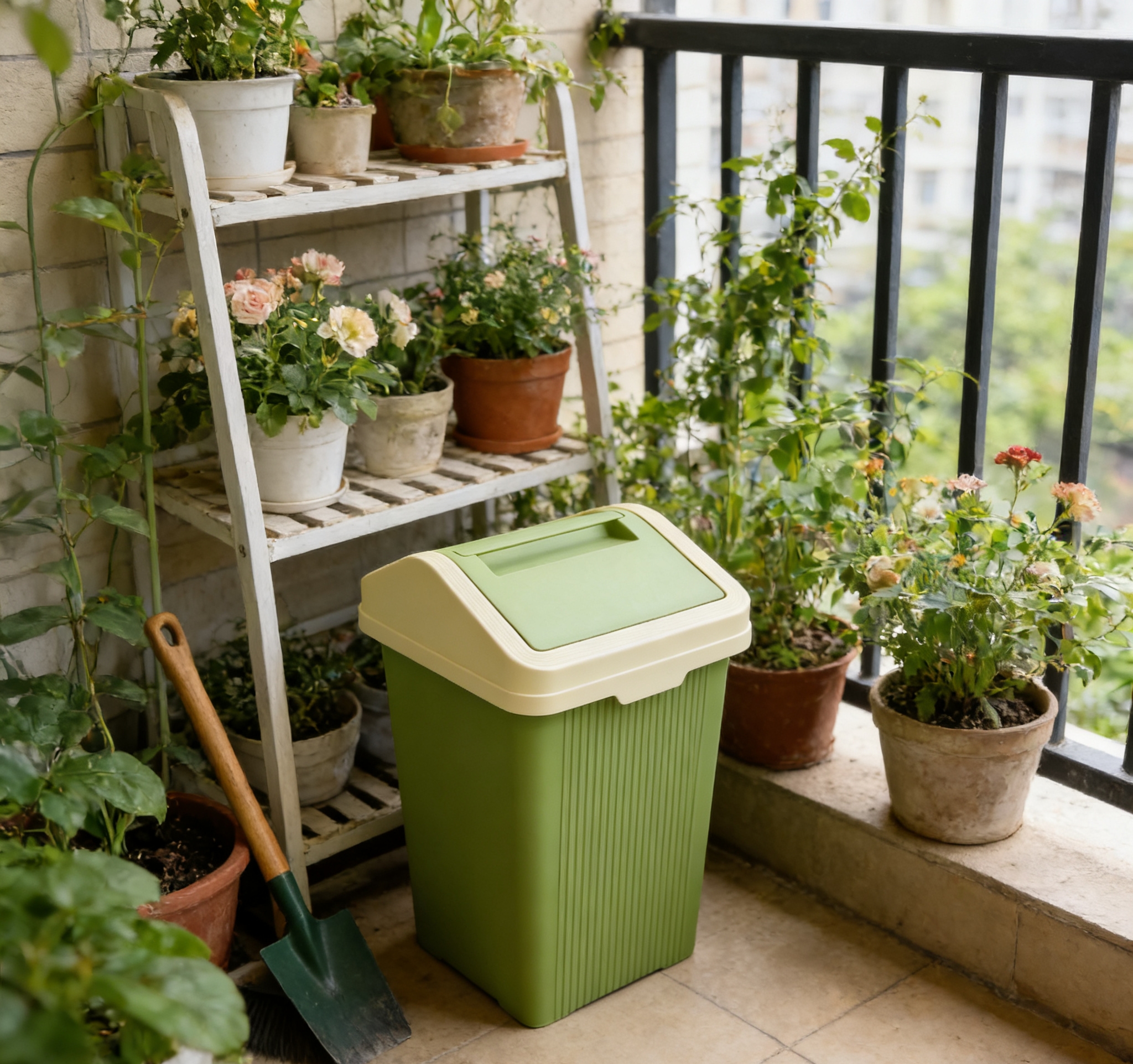 竖纹设计夹缝垃圾桶卫生间带盖防臭窄身分类垃圾筒 北欧风绿色夹缝桶家用客厅卧室窄边带盖收纳垃圾桶