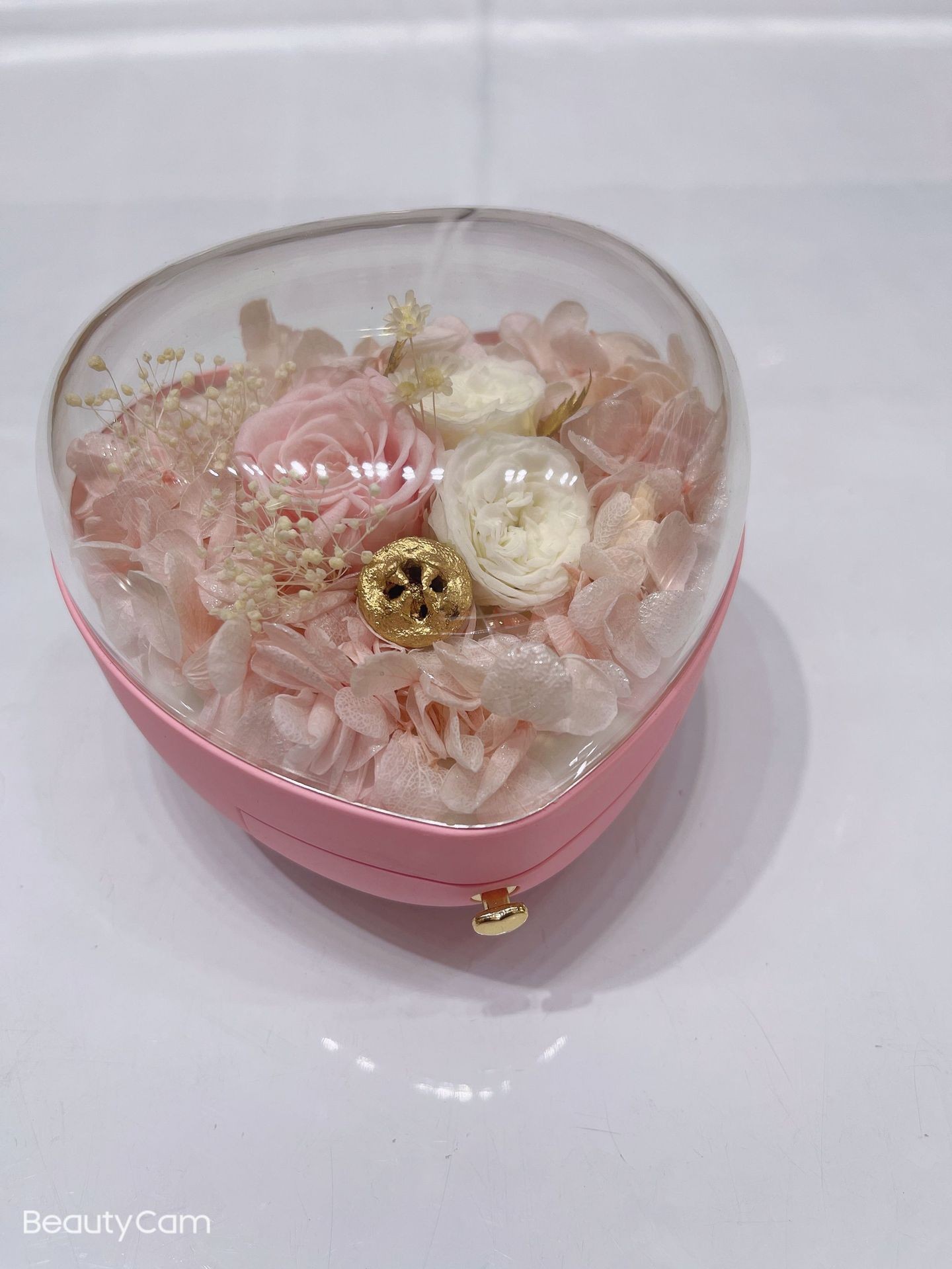 Eternal flower gift box in stock, creative Valentine's Day heart-shaped untoppleable ring storage box, festival gift box Specification image