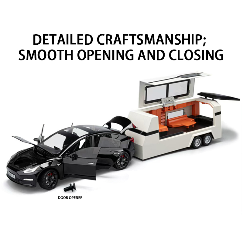 1:24 Tesla MODE13 with RV simulation alloy car model, car model, metal toy car ornament, boy Application Scenario