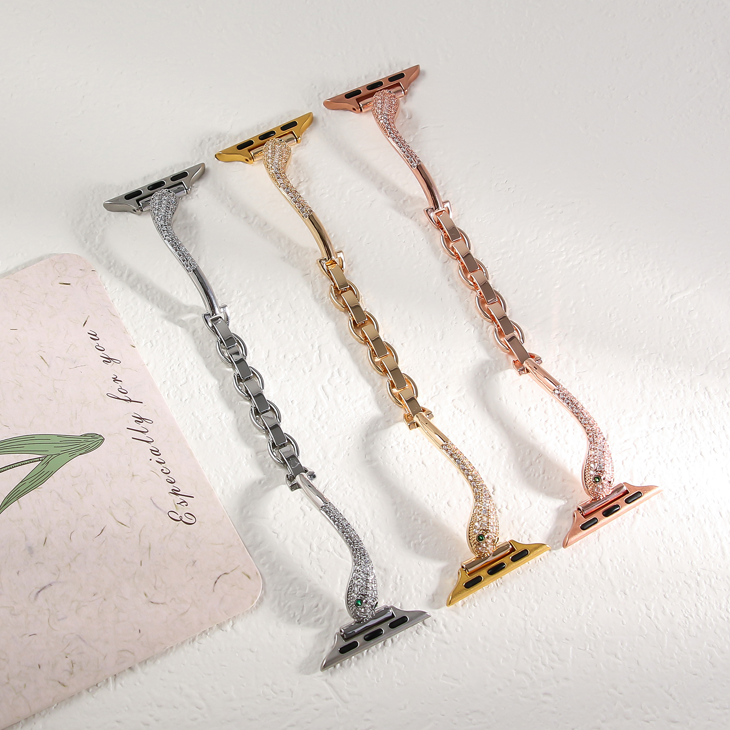 腾蛇金属ins香风适用苹果S11手镯式s9876se表带小米手环10/89pro