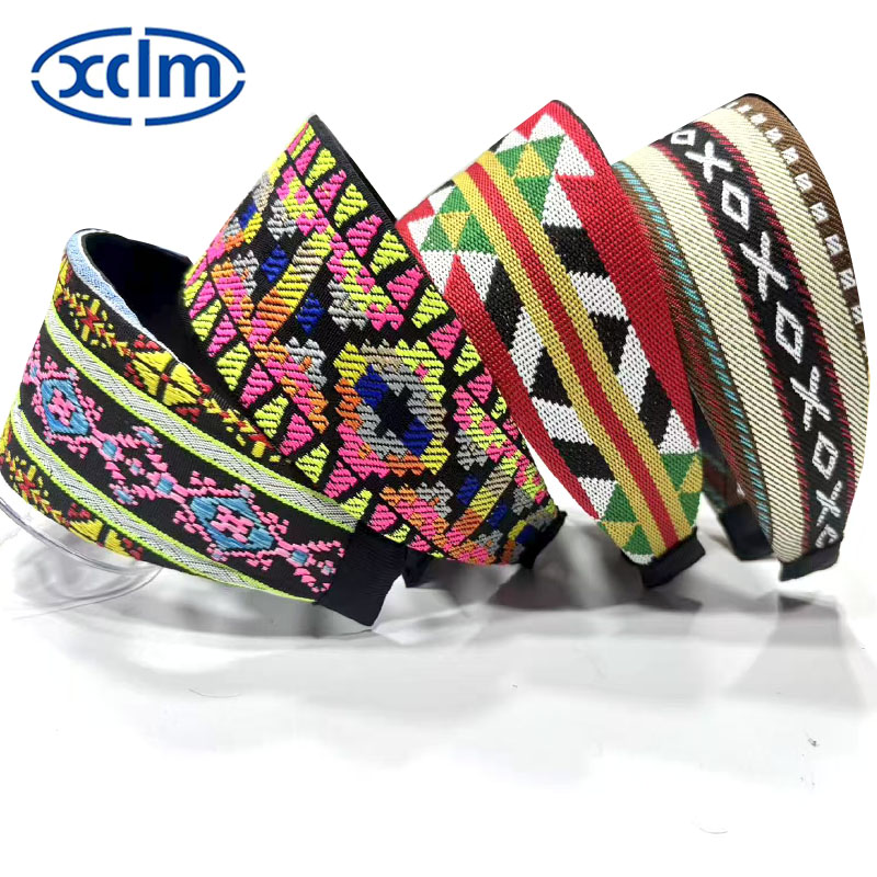 Retro hairpins, wide-brimmed hair bands, embroidered ethnic floral hair clips, new hair accessories, high head, widened and exquisite