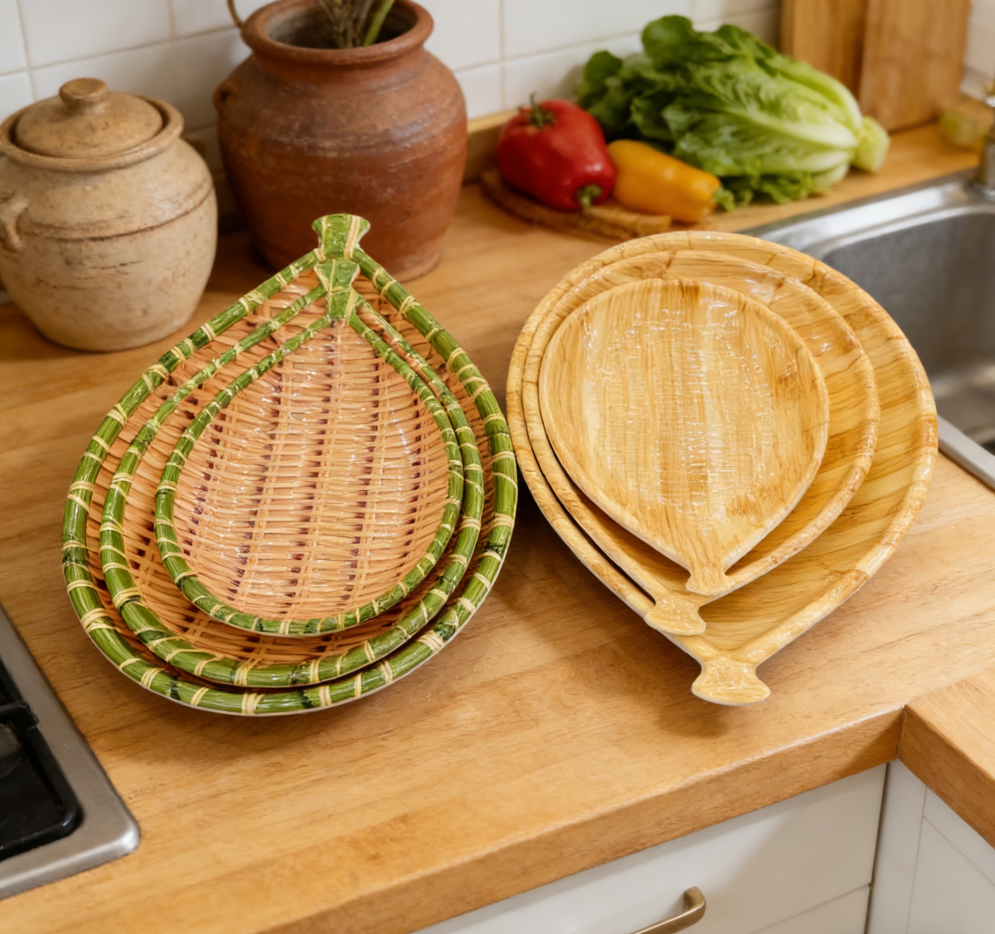Melamine imitation bamboo fruit plate, heat-resistant and easy to clean, multi-purpose plate for guests, shock-resistant, melamine tray, home living room snack and fruit plate, wholesale imitation bamboo texture tableware details Picture