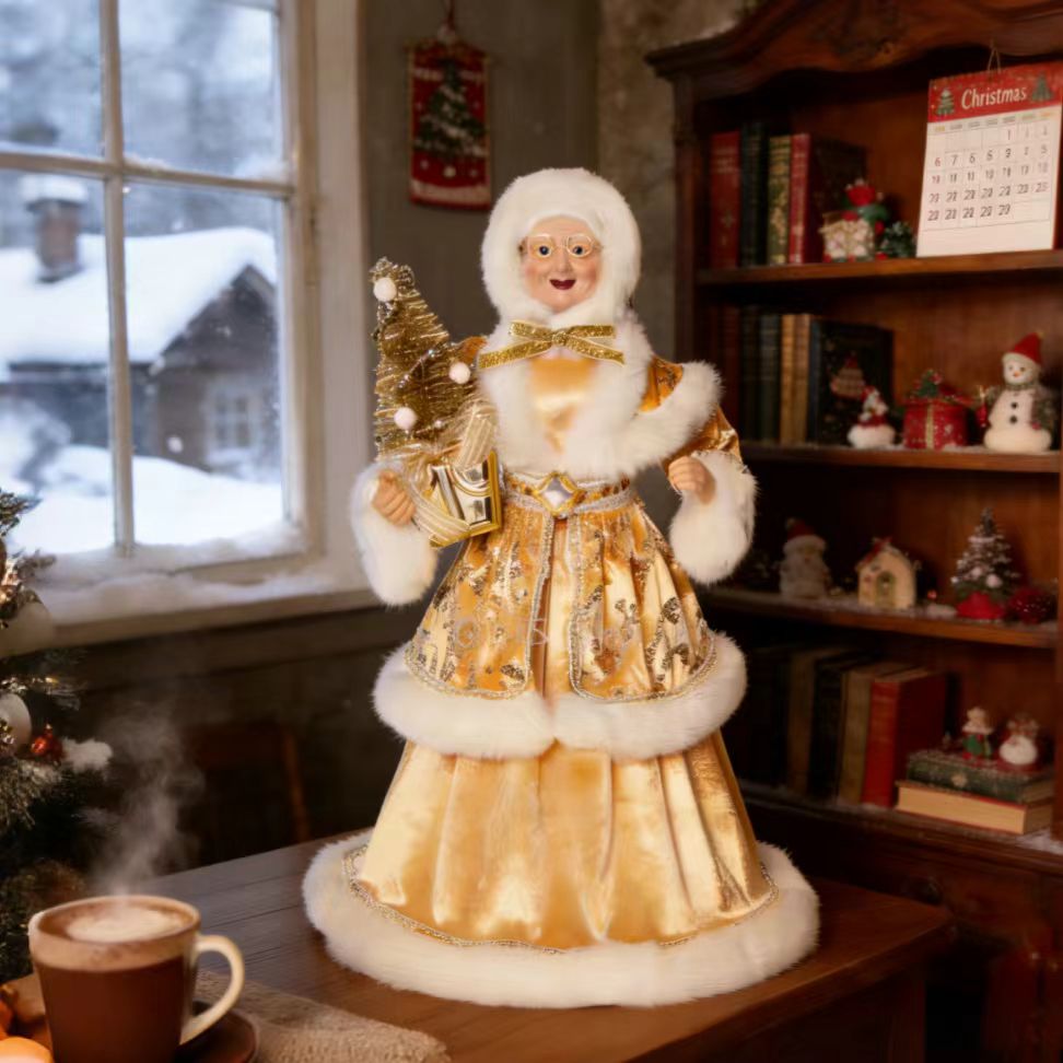 sote经典圣诞婆婆PVC桶可放圣诞树顶新年家居戴帽子圣诞婆婆摆件