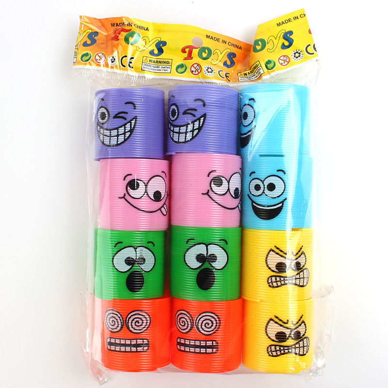 七彩弹簧圈儿童益智玩具迷你彩虹圈多色彩虹圈怀旧弹力圈笑脸混装奖品定制图案叠叠乐详情7