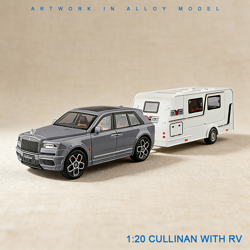 1:20 库里南带房车仿真合金车模汽车模型金属玩具车摆件男孩玩具