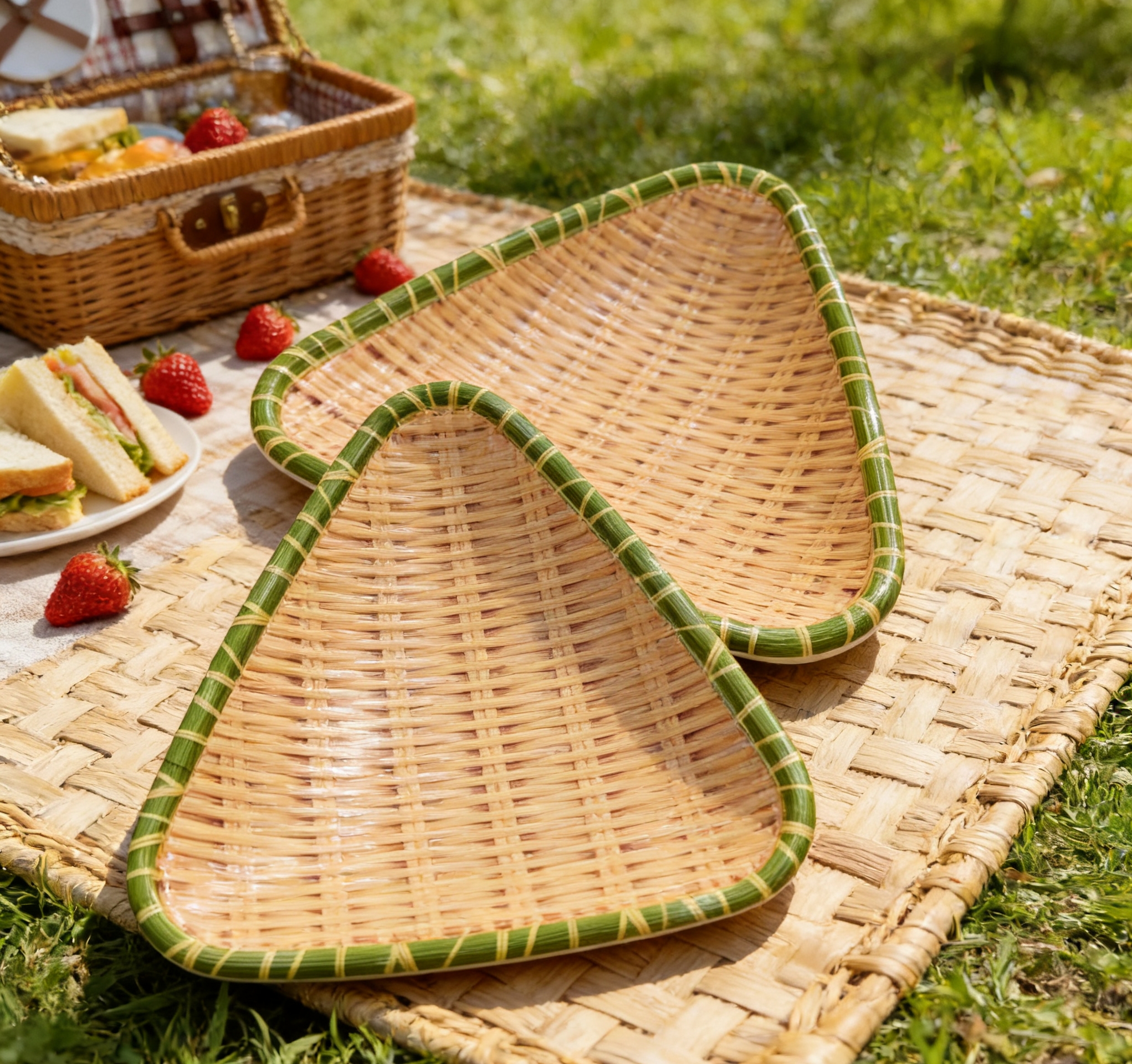 Melamine imitation bamboo fruit plate, heat-resistant and easy to clean, multi-purpose plate for guests, shock-resistant, melamine tray, home living room snack and fruit plate, wholesale imitation bamboo texture tableware Application Scenario