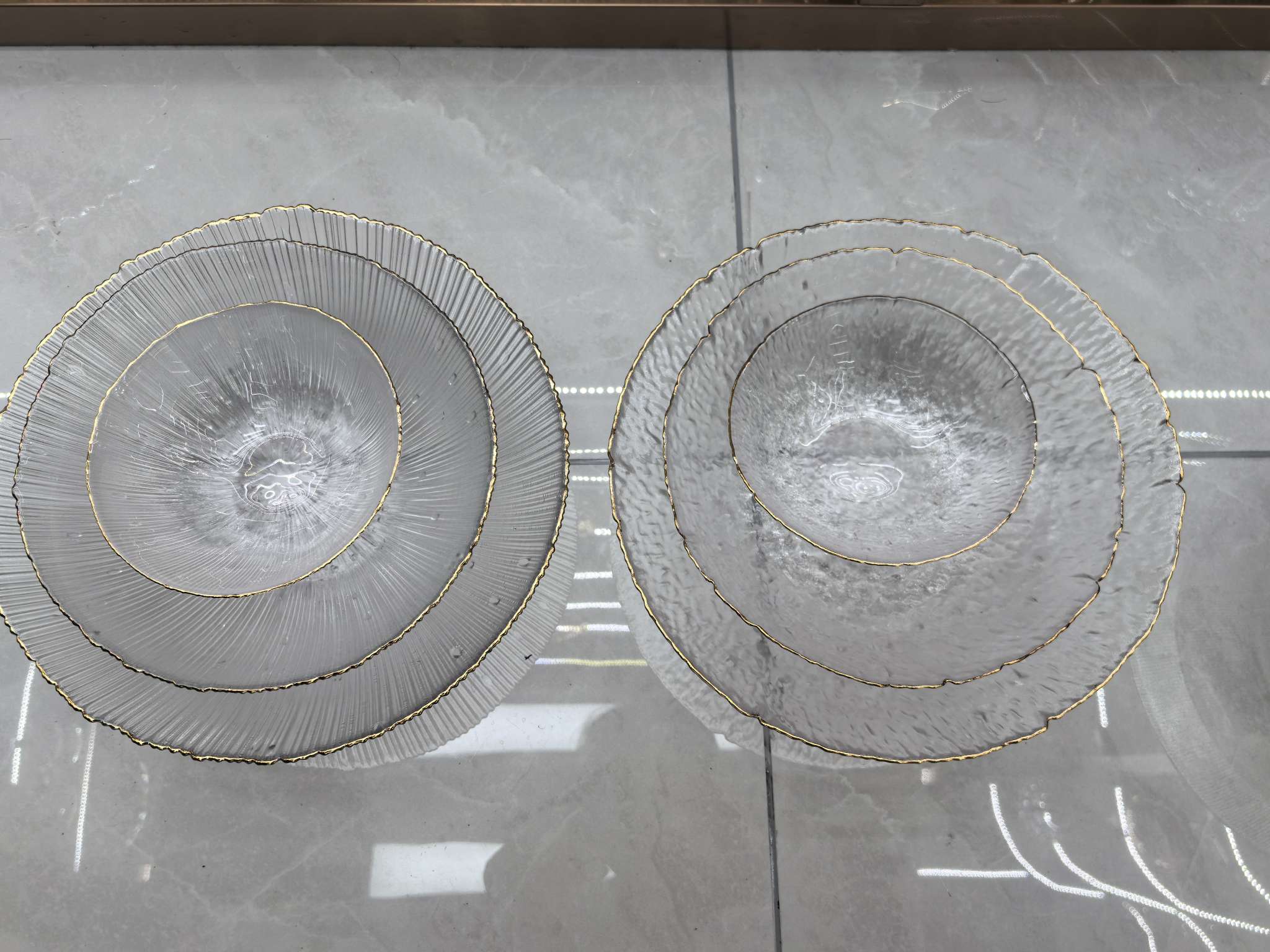 家居实用三件套金边盘白底实物图