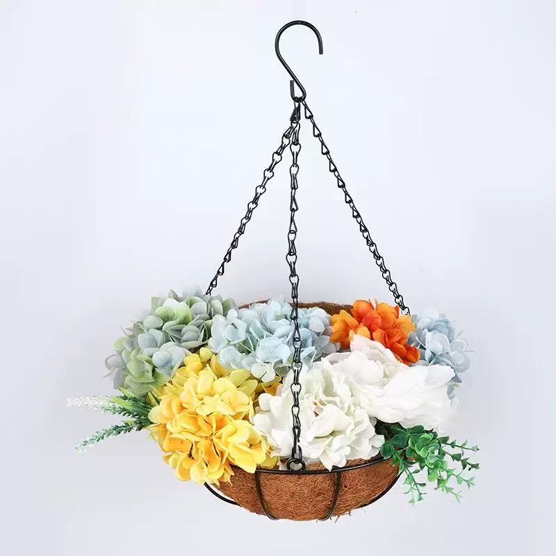 20cm椰棕壁挂花架户外铁艺悬挂椰棕花篮 阳台墙面装饰半球状吊篮 花园庭院金属花盆