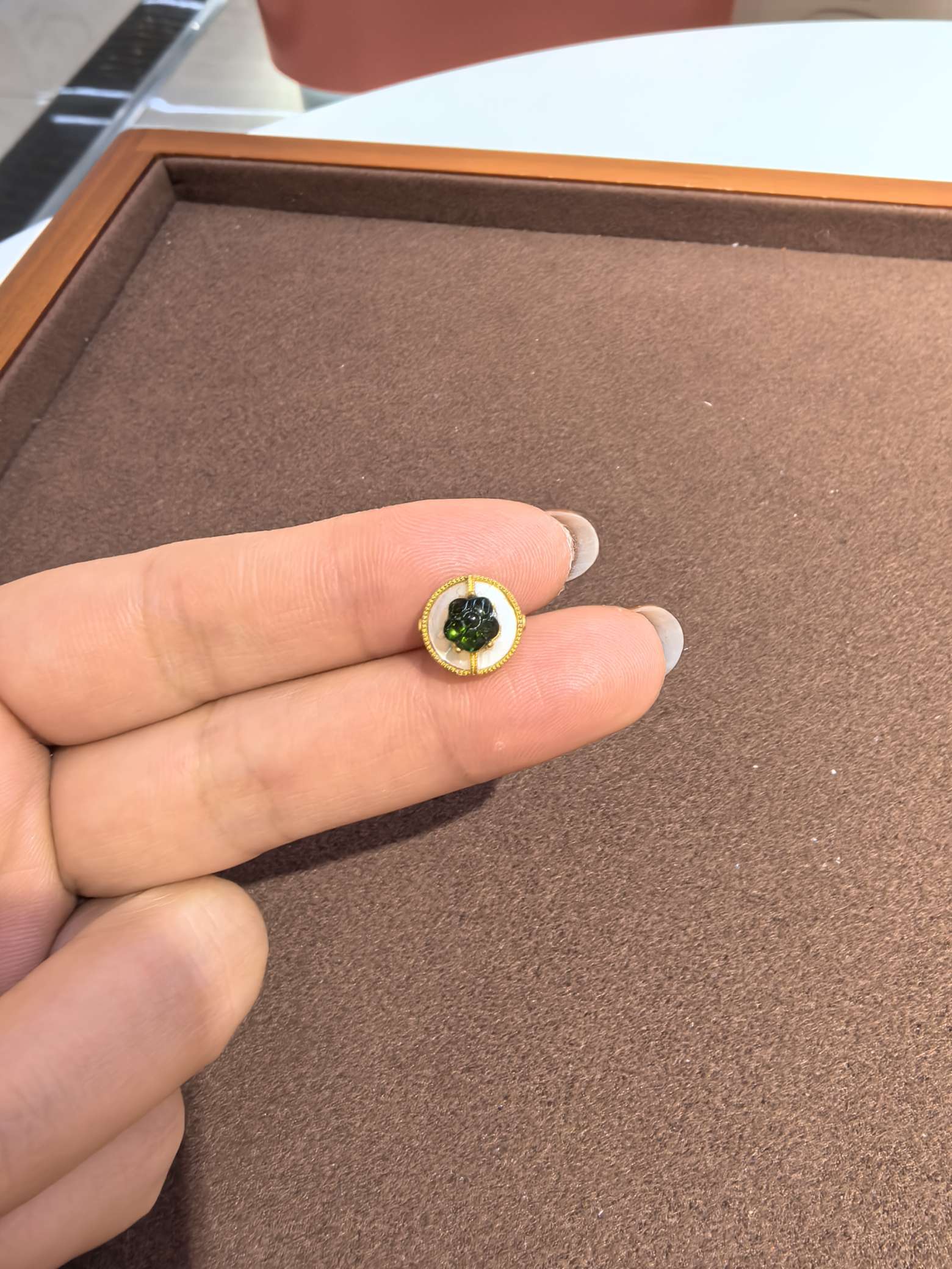s925 Silver Tourmaline Flower Round White Shell accessory 8.2m 5.2m p2448