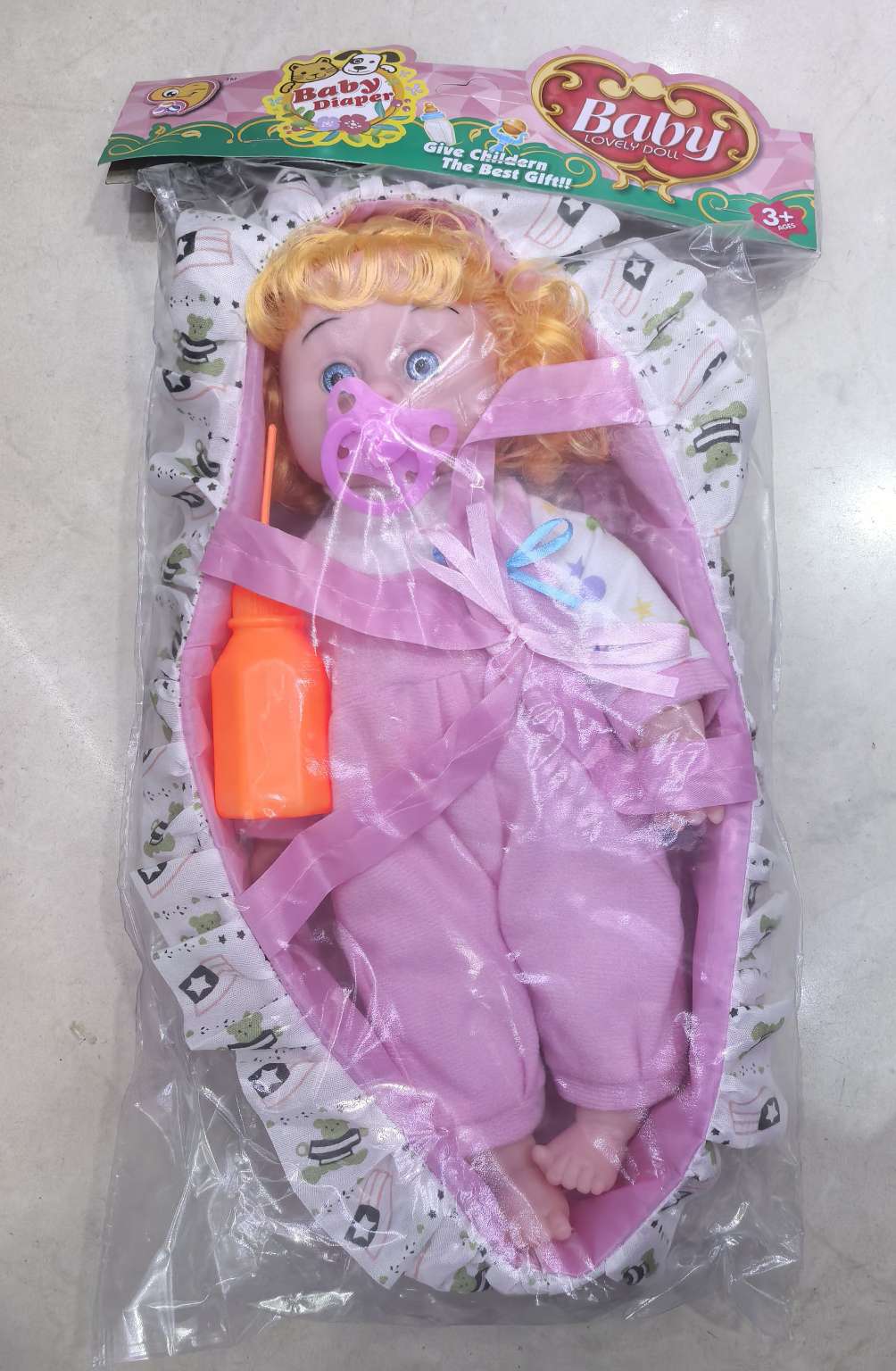 12寸棉花娃娃带奶嘴摇篮 提篮娃娃 塘胶娃娃