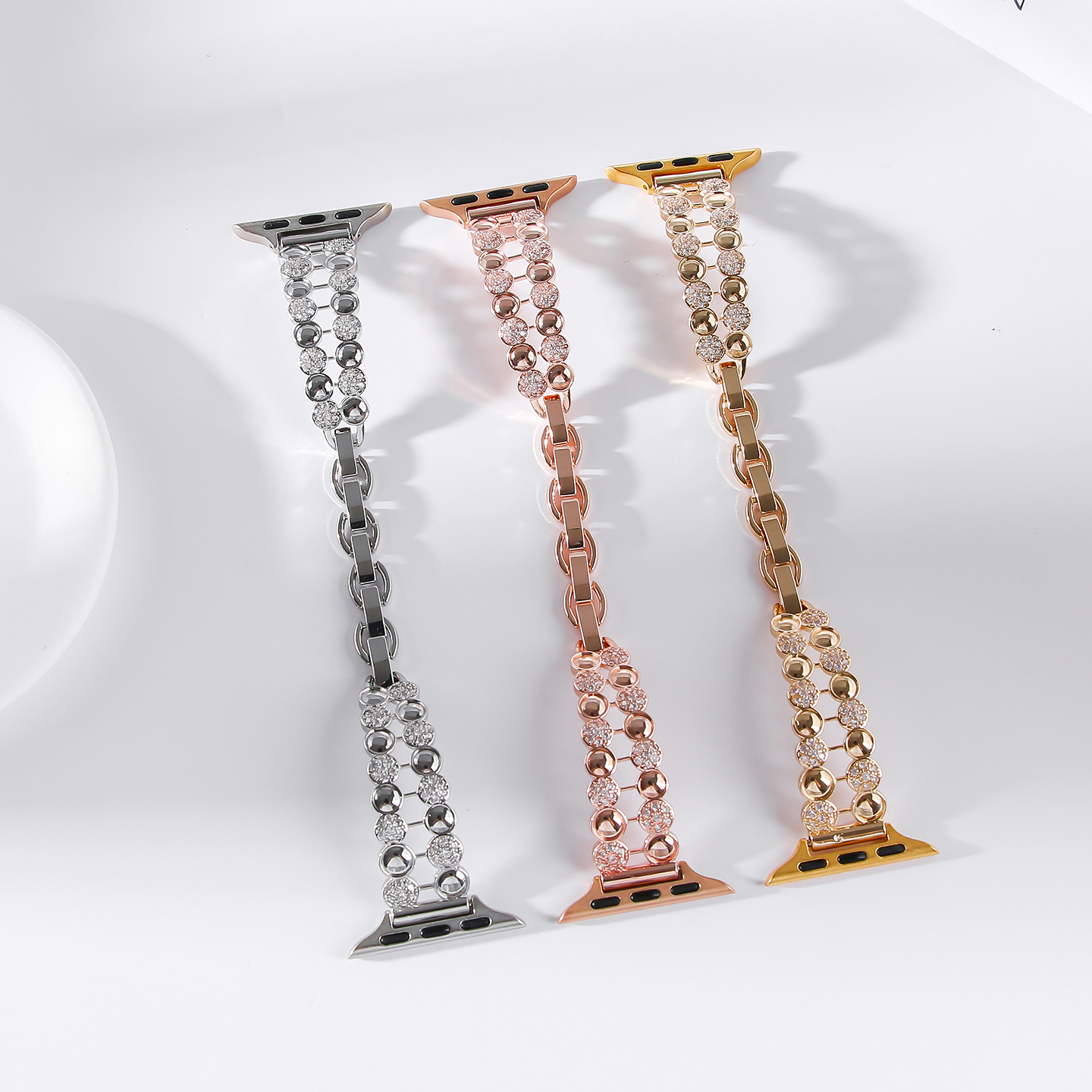 满钻轻奢表带 批发替换带 智能表带适用苹果手表小米华为手表带S11/S10/9/8/7/6/5/4/3/2/1闪钻女款