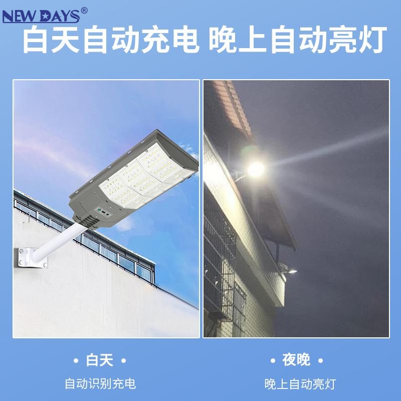 NEWDAYS brand cross-border new LED lens integrated solar street lamp, human body sensing energy-saving and environmentally friendly high-brightness street lamp, home courtyard lighting emergency lamp details Picture