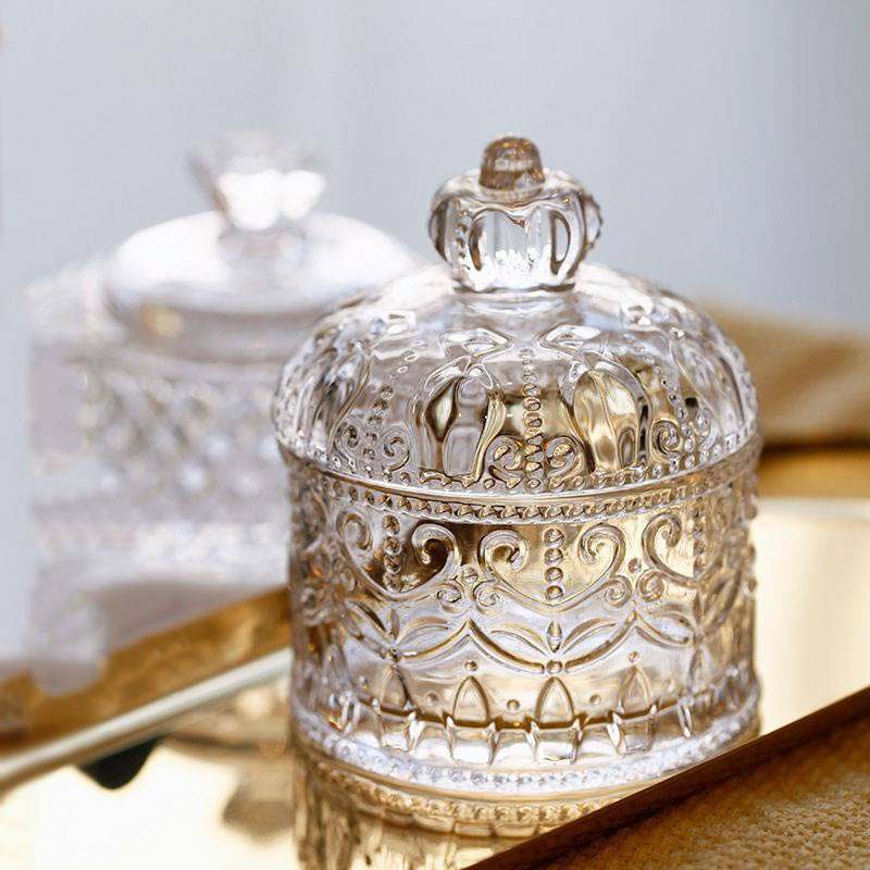 Crown storage jar, classic gift cake accessory jar, carved, retro court exquisite