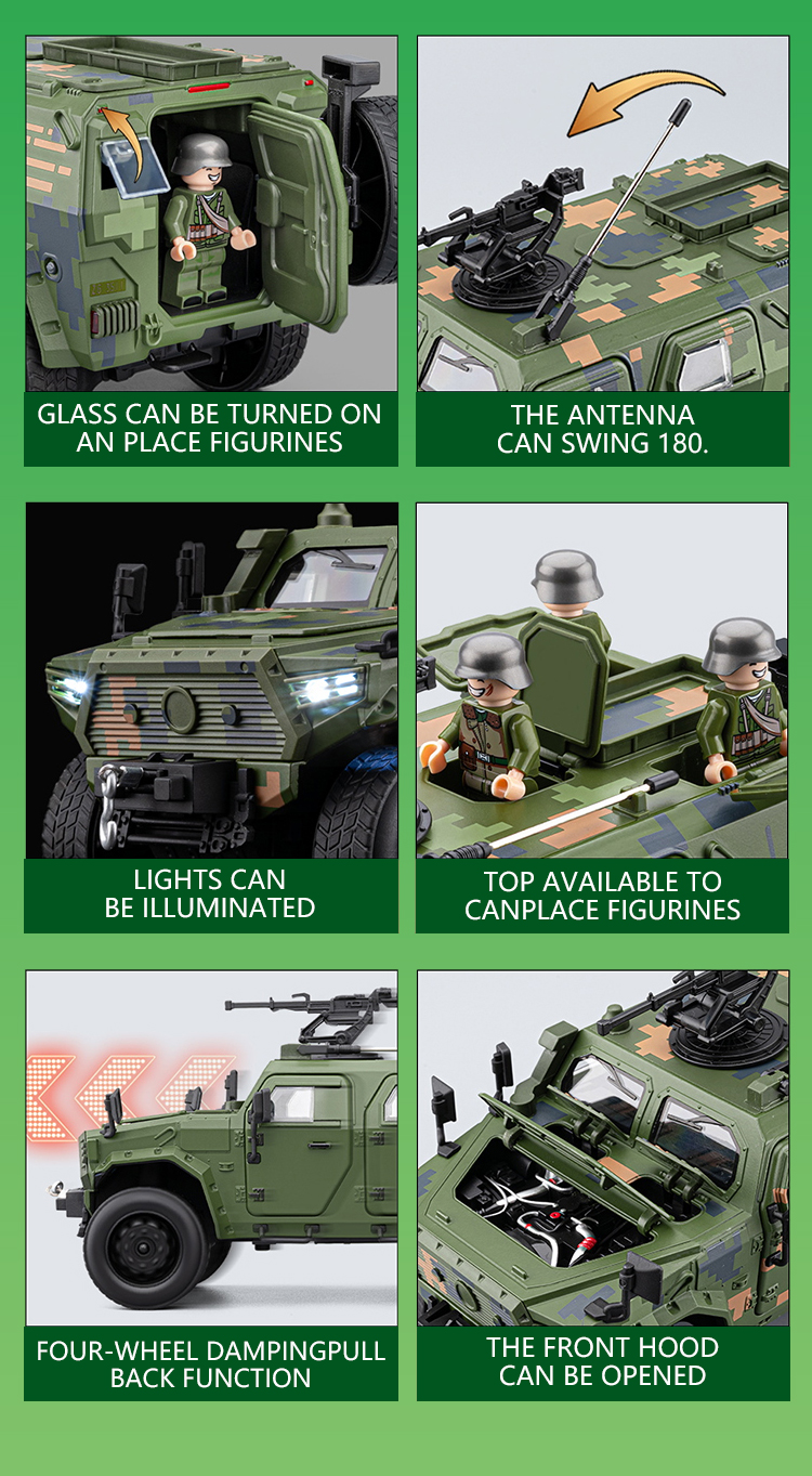 1:20猛士装甲车仿真合金车模汽车模型金属玩具车摆件男孩玩具送礼详情4