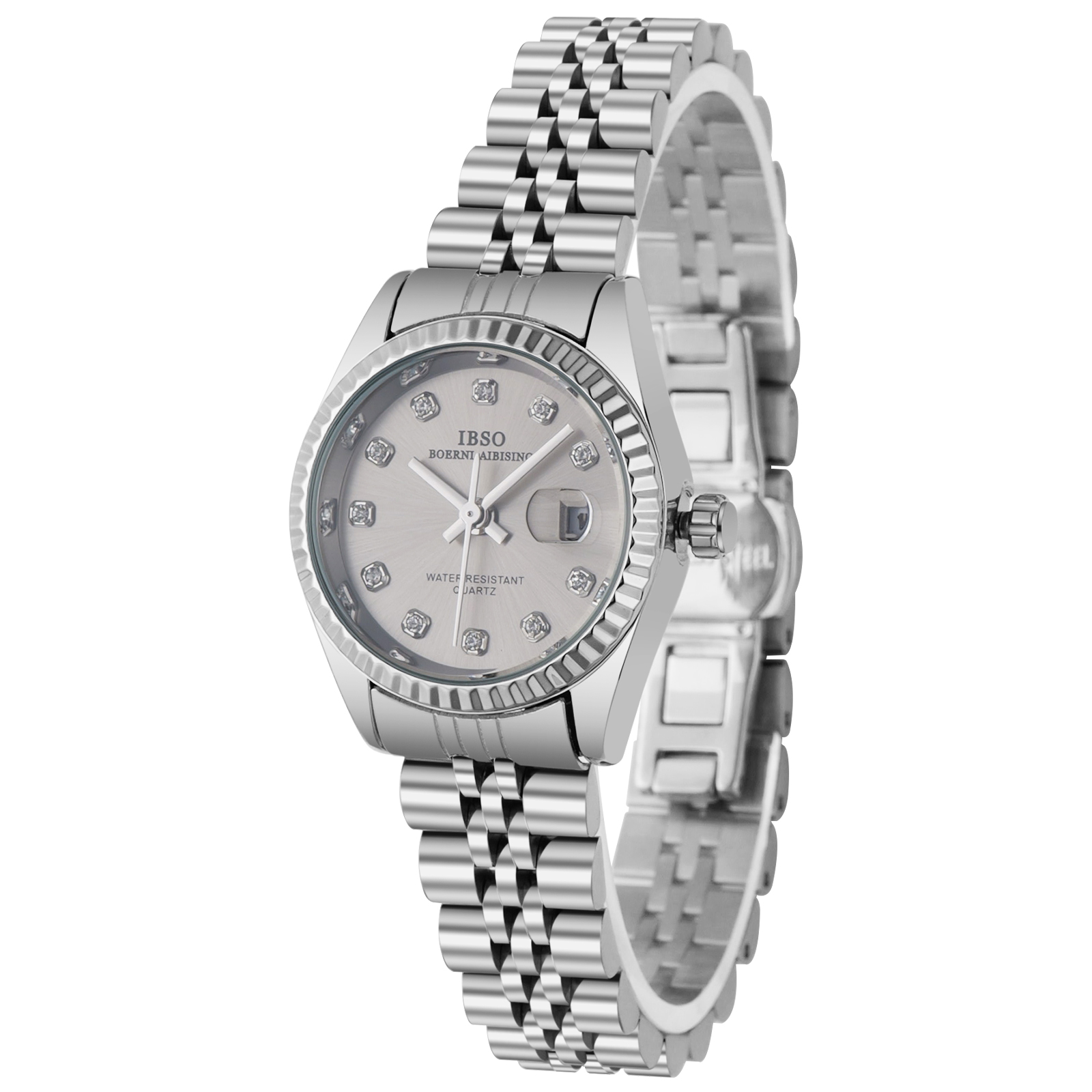 The manufacturer supplies IBSO steel band women's watch with diamond-encrusted calendar small dial for cross-border export 1172 Specification image